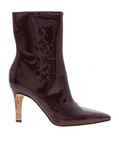 Shop Maison Margiela Pointed Toe Ankle Boots In Wine Color In Red