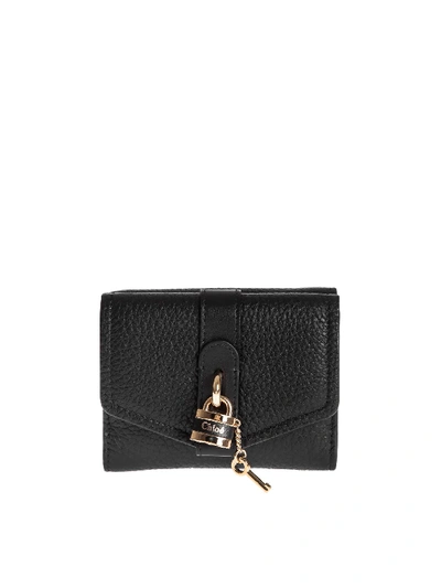Shop Chloé Tri-fold Aby Small Wallet In Black