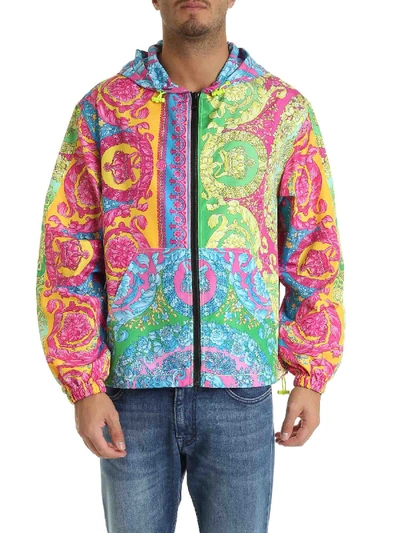 Shop Versace Neon Multicolor Baroque Motif Jacket