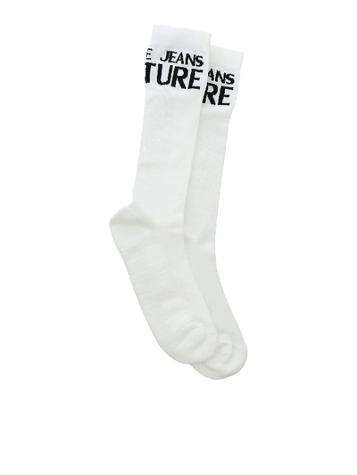 Shop Versace Logo Socks In White