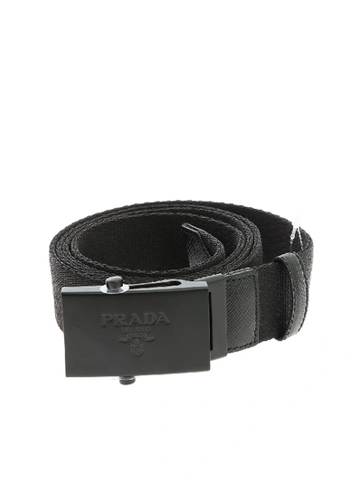 Shop Prada Black Ribbon Belt With Logo