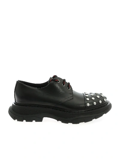 Shop Alexander Mcqueen Black Derby Shoes With Silver Studs