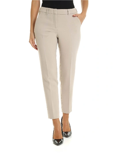 Shop Peserico Pme Stretch Trousers In Taupe Color In Beige