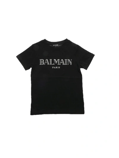 Shop Balmain Black T-shirt With White Logo