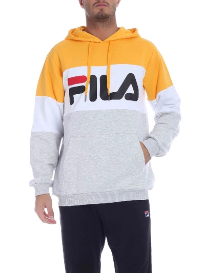 Shop Fila Print Hoodie In Yellow And Grey