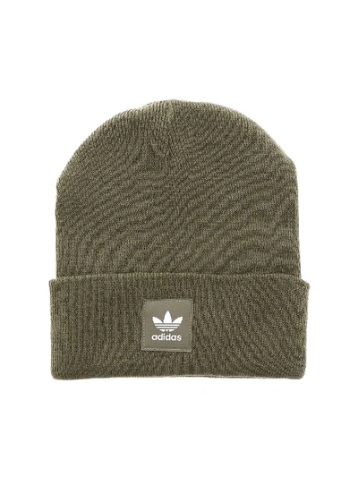 Shop Adidas Originals Army Green Beanie With Logo Label