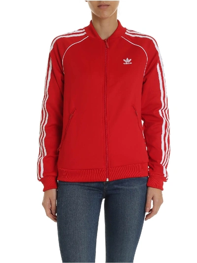 Shop Adidas Originals Ss Track Sweatshirt In Red