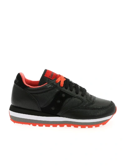 Shop Saucony Triple Jazz Sneakers In Black And Coral Red