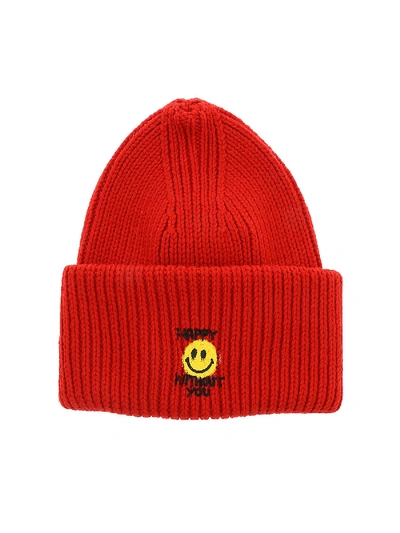 Shop Philosophy Di Lorenzo Serafini Red Beanie With Happy Without You Print