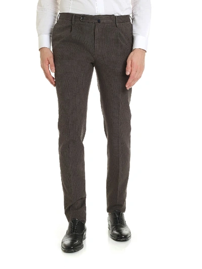 Shop Incotex Slim Fit Trousers In Grey With Check Pattern