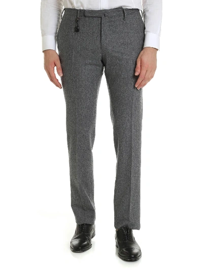 Shop Incotex Slim Fit Trousers In Melange Gray Wool In Grey