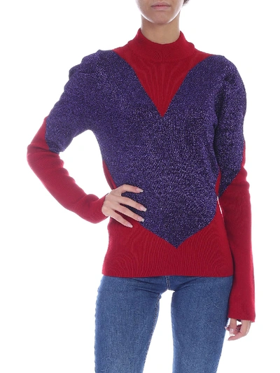 Shop Gcds Red Pullover With Purple Lamé Heart