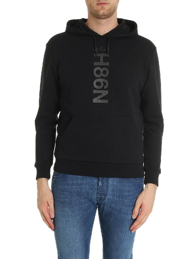 Shop Hogan Black Sweatshirt With N98h Logo