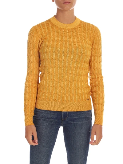 Shop Fay Braided Knitting Pullover In Yellow
