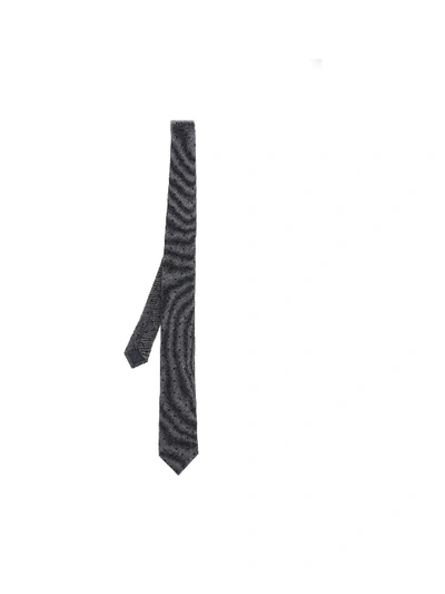 Shop Ermenegildo Zegna Grey Tie With Black Polka Dots