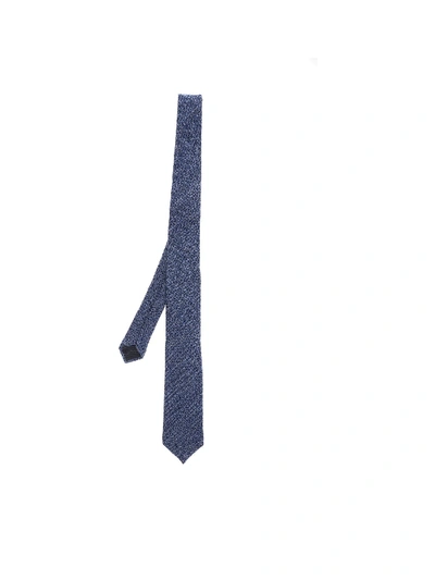 Shop Ermenegildo Zegna Blue Tie With Blue Geometric Pattern