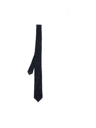 Shop Ermenegildo Zegna Blue Tie With Light Blue Polka Dots