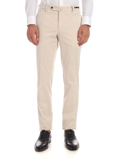 Shop Pt01 Super Slim Fit Trousers In Cream Color