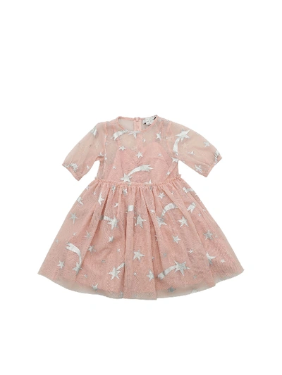 Shop Stella Mccartney Pink Tulle Dress With Printed Stars