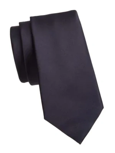 Shop Emporio Armani Solid Silk Tie In Blue