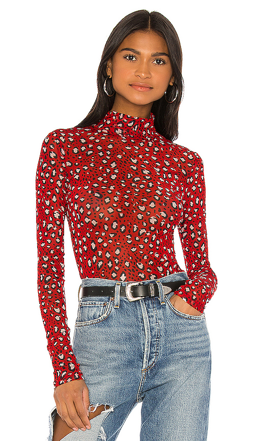 red leopard print mesh top