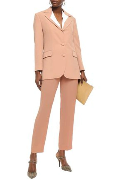 Shop Emilia Wickstead Don King Wavecropped Pleated Crepe Straight-leg Pants In Sand