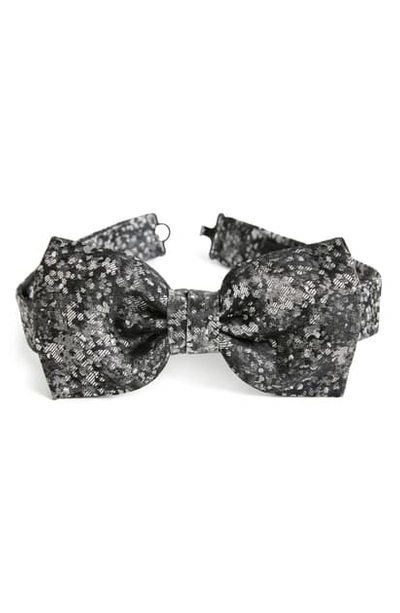 Shop John Varvatos Star Usa Print Silk Bow Tie In Pearl Grey