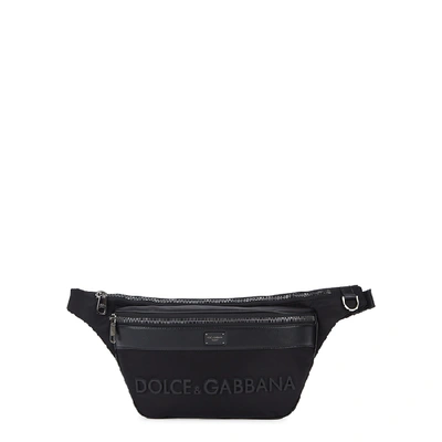 Shop Dolce & Gabbana Black Logo Nylon Belt Bag