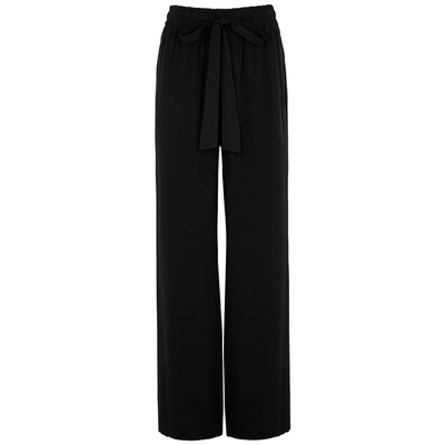 Shop Diane Von Furstenberg Denise Black Wide-leg Georgette Trousers