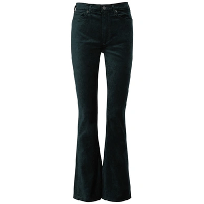 Shop Citizens Of Humanity Georgia Green Bootcut Stretch-velvet Jeans In Dark Green