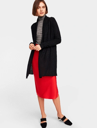 White + Warren Essential Cashmere Trapeze Cardigan Sweater In Black In Black