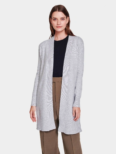 Shop White + Warren Italian Plush Melange Open Long Cardigan Sweater In Silver Heather