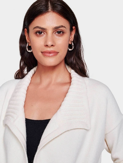 Shop White + Warren Italian Plush Melange Rib Trim Coatigan Sweater In Ivory