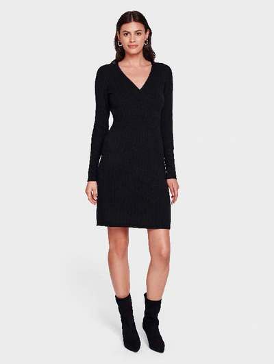 Shop White + Warren Cashmere Wrap Effect Dress In Black