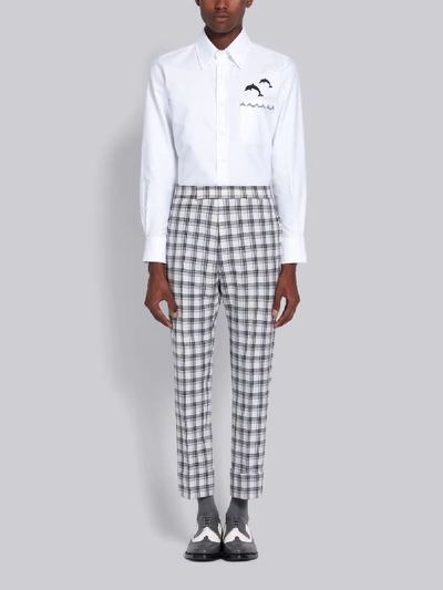 Shop Thom Browne White Oxford Jumping Dolphins Embroidered Shirt