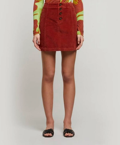 Shop Paloma Wool Disco Stretch-cotton Corduroy Mini-skirt In Burgundy
