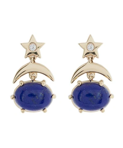 Shop Andrea Fohrman Gold Mini Cosmo Lapis Lazuli And Diamond Stud Earrings
