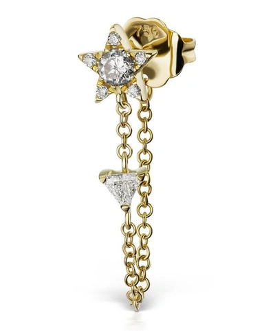 Shop Maria Tash Diamond Star And Trillion Chain Wrap Stud Earring In Gold