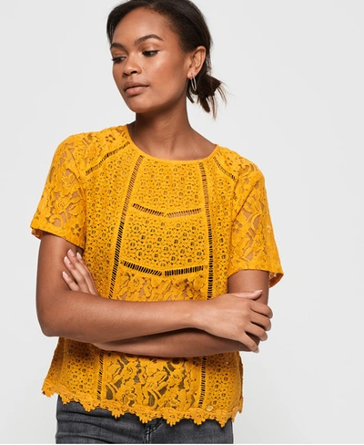 Shop Superdry India Lace Top In Yellow