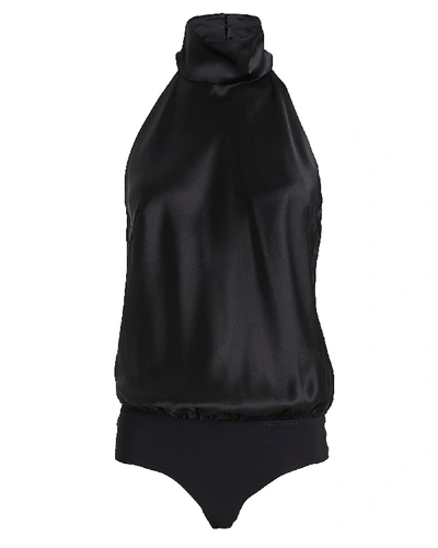 Shop Alix Nyc Laight Silk Halter Bodysuit In Black