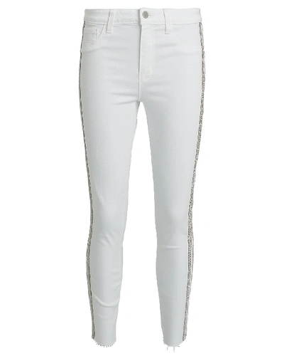Shop L Agence L'agence Margot Crystal Stripe Skinny Jeans In White