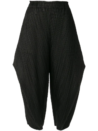 Shop Issey Miyake Angular Cropped Trousers In Black