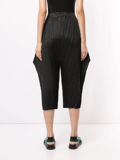 Shop Issey Miyake Angular Cropped Trousers In Black