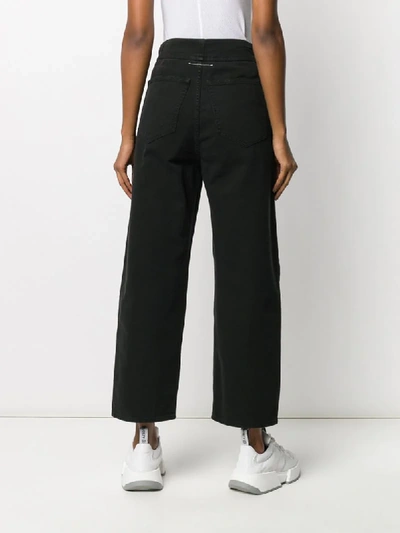 Shop Mm6 Maison Margiela Wide-leg Cropped Jeans In Black