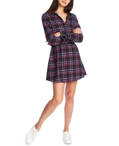 Shop 1.state Plaid Cotton Shirtdress In Blue Night