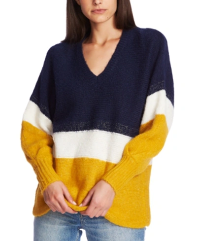 Shop 1.state Striped V-neck Sweater In Navy Crush