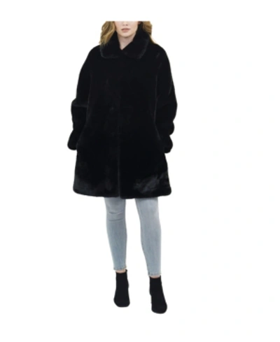 Shop Love Token Turner Faux Fur Coat In Black