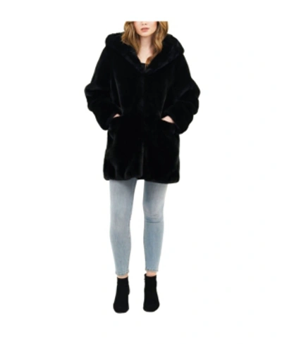 Shop Love Token Wyatt Faux Fur Coat In Black