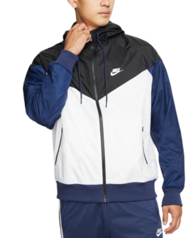 Shop Nike Men's Sportswear Windrunner Jacket In White Blk