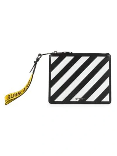 Shop Off-white Diagonal Double Leather Pouch In Black White